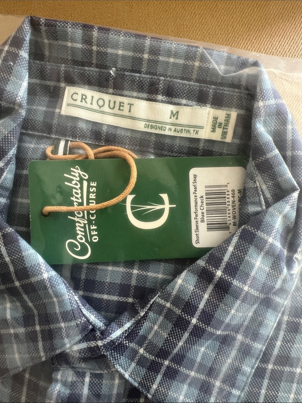 Criquet Short Sleeve Performance Pearl Snap Plaid Shirt